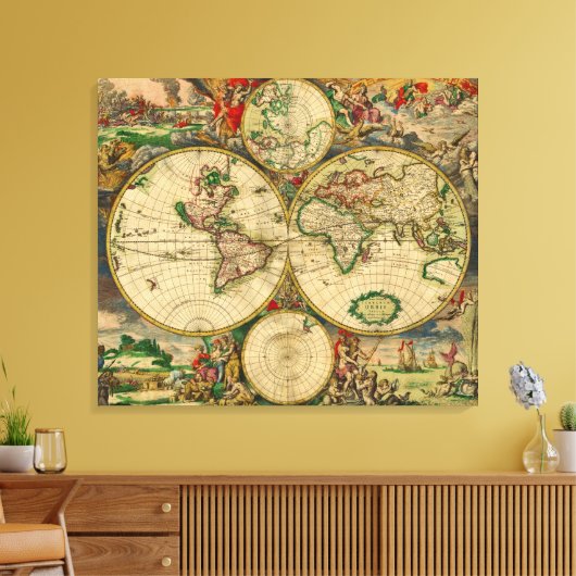 oude Wereldkaart Canvas Afdruk (Insitu (Woonkamer))
