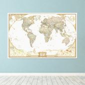 Oude wereldkaart canvas wrap afdruk (Insitu (Houten vloer))