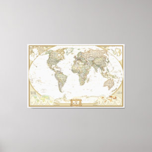 Oude wereldkaart canvas wrap afdruk