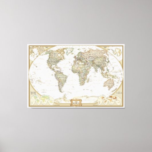 Oude wereldkaart canvas wrap afdruk (Voorkant)