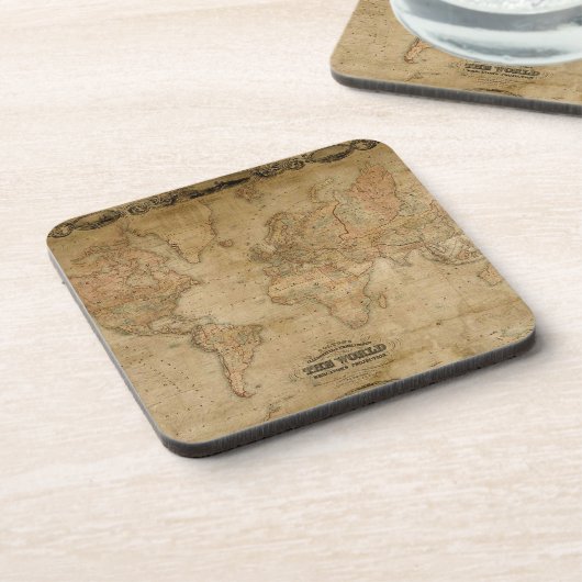 Oude Wereldkaart  Cork Onderzetters (Linkerzijde)