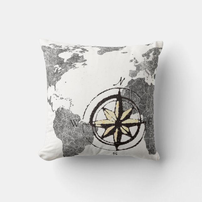 Oude Wereldkaart Decor Pillow Kussen (Voorkant)