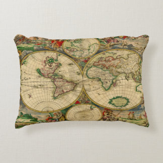 oude wereldkaart decoratief kussen
