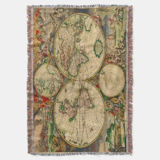 oude Wereldkaart Deken (Voorkant Verticaal)