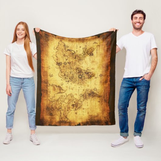 Oude Wereldkaart Fleece Deken (In situ)