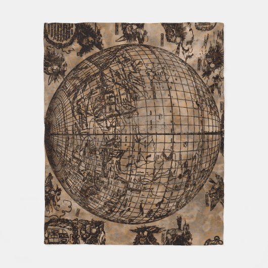 oude Wereldkaart Fleece Deken (Voorkant)