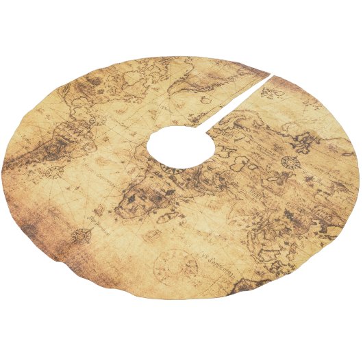 Oude Wereldkaart: gebrandschilderd perkament  Kerstboom Rok (Gekanteld)