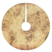 Oude Wereldkaart: gebrandschilderd perkament  Kerstboom Rok (Voorkant)