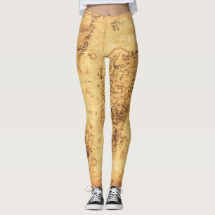 Oude Wereldkaart: gebrandschilderd perkament Leggings