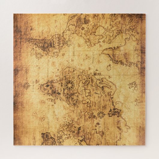 Oude Wereldkaart: gebrandschilderd perkament  Legpuzzel (Horizontaal)