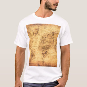 Oude Wereldkaart: gebrandschilderd perkament  T-shirt
