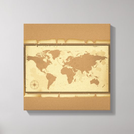 Oude Wereldkaart Ingepakt Canvas Afdruk (Voorkant)
