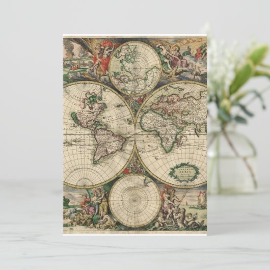 Oude wereldkaart kaart (Staand voorkant)