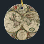 Oude wereldkaart keramisch ornament<br><div class="desc">oude wereldkaart</div>