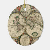 Oude wereldkaart keramisch ornament (Links)