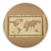 Oude Wereldkaart keramische knop (Voorkant)