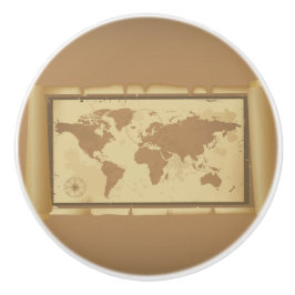 Oude Wereldkaart keramische knop