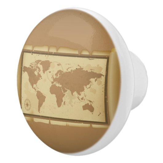 Oude Wereldkaart keramische knop (Rechts)