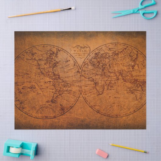 Oude Wereldkaart Klassiek  Rustisch Ontwerp Tissuepapier (Craft)
