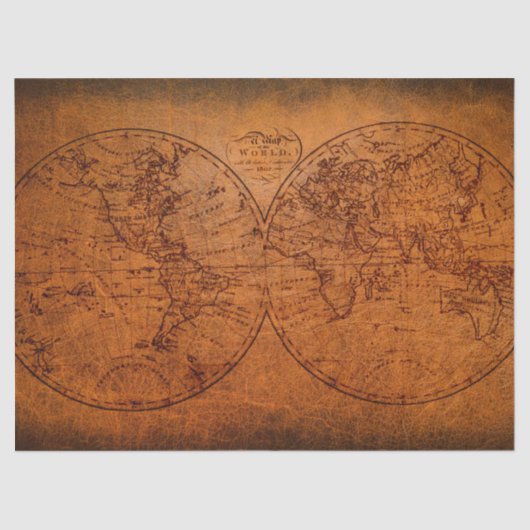 Oude Wereldkaart Klassiek Rustisch Ontwerp Tissuepapier (Voorkant)