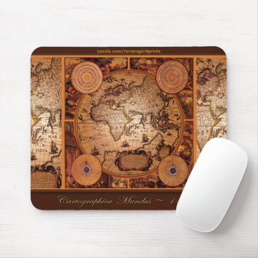 Oude Wereldkaart Kunst - 1481 Muismat (Met muis)