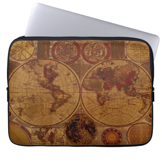 Oude Wereldkaart  laptophoes Laptop Sleeve (Voorkant)