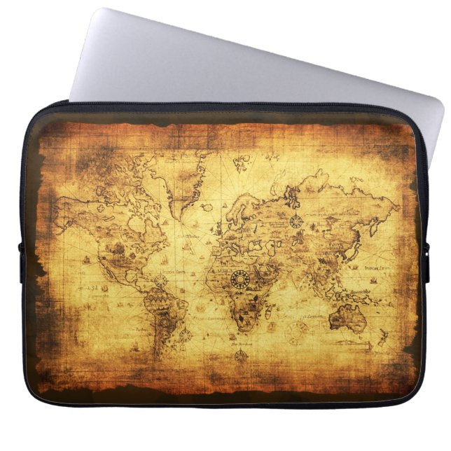 Oude Wereldkaart  laptophoes Laptop Sleeve (Voorkant)