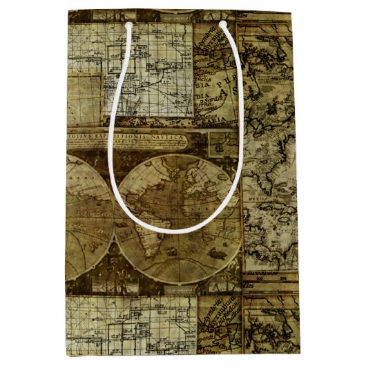  oude wereldkaart medium cadeauzakje (Voorkant)