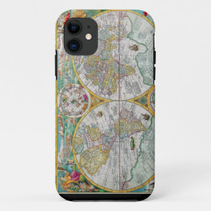 Oude Wereldkaart met kleurrijk kunstwerk Case-Mate iPhone Case