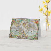 Oude Wereldkaart met kleurrijk kunstwerk Kaart (Gele Bloem)