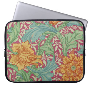 Oude wereldkaart met Oranje bloemen voor notebooks Laptop Sleeve