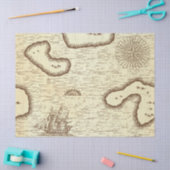 Oude Wereldkaart met Verzending op Crème-loskoppel Tissuepapier (Craft)