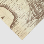 Oude Wereldkaart met Verzending op Crème-loskoppel Tissuepapier (Detail)