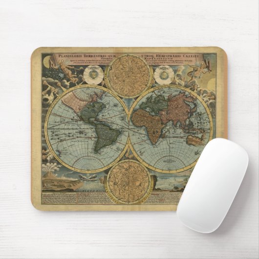 Oude Wereldkaart Mousepad Muismat (Met muis)