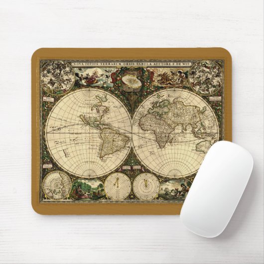 Oude Wereldkaart Mousepad Muismat (Met muis)