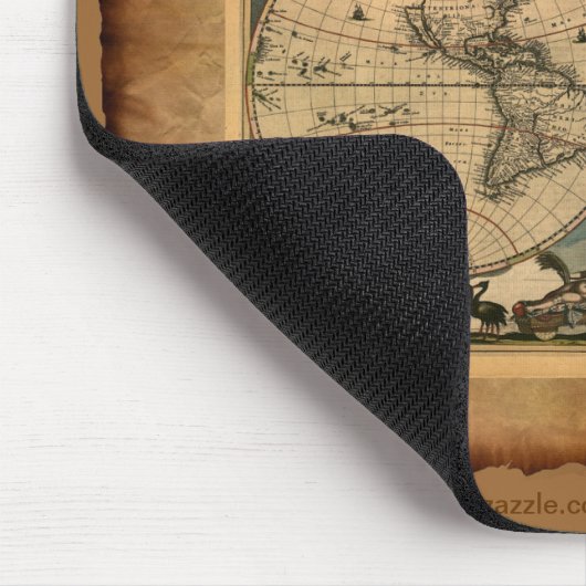 Oude Wereldkaart Mousepad Muismat (Hoek)