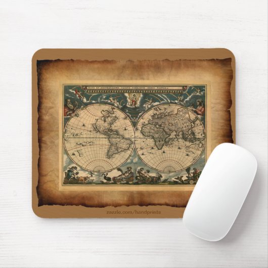 Oude Wereldkaart Mousepad Muismat (Met muis)