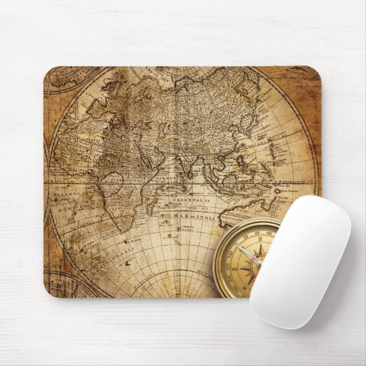 Oude Wereldkaart Mousepad Muismat (Met muis)