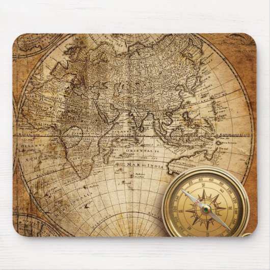 Oude Wereldkaart Mousepad Muismat (Voorkant)