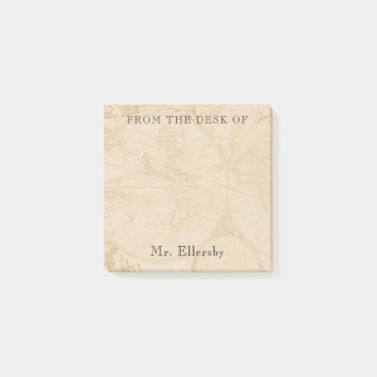 Oude Wereldkaart Naam 3x3 toevoegen Post-it® Notes (Voorkant)