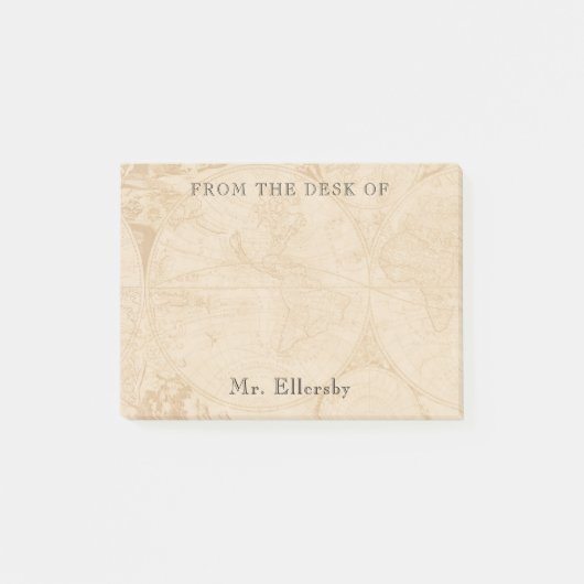 Oude Wereldkaart Naam 4x3 toevoegen Post-it® Notes (Voorkant)