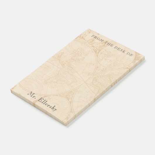 Oude Wereldkaart Naam 4x6 toevoegen Post-it® Notes (Schuin)