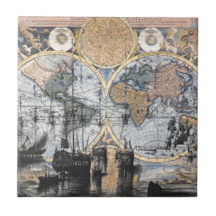 Oude Wereldkaart - Naar Zee Tegeltje