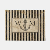 Oude Wereldkaart Nautical Anchor Monogram Deurmat (Voorkant)