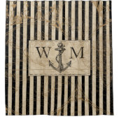 Oude Wereldkaart Nautical Anchor Monogram Douchegordijn (Voorkant)