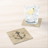 Oude Wereldkaart Nautical Anchor Monogram Kartonnen Onderzetters (Insitu)