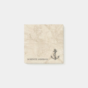 Oude Wereldkaart Nautisch anker Naam 3x3 toevoegen Post-it® Notes