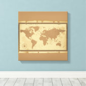 Oude Wereldkaart omgepakt Canvas (Insitu (Houten vloer))