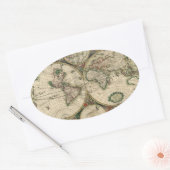 Oude wereldkaart ovale sticker (Envelop)