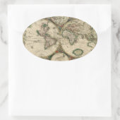 Oude wereldkaart ovale sticker (Tas)
